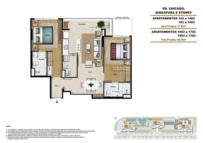 Apartamento à venda em Rio de Janeiro, Barra da Tijuca, com 2 suítes, com 79.2 m²