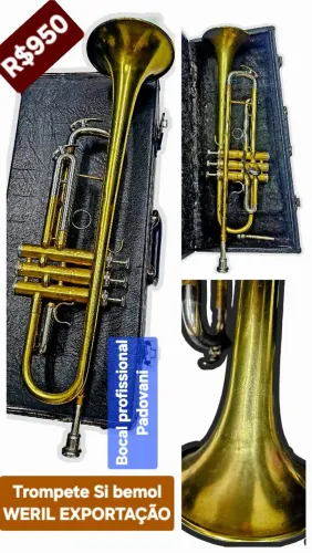 Trompete Weril Bb MADE IN BRAZIL, EXPORTAÇÃO, ANO 1992