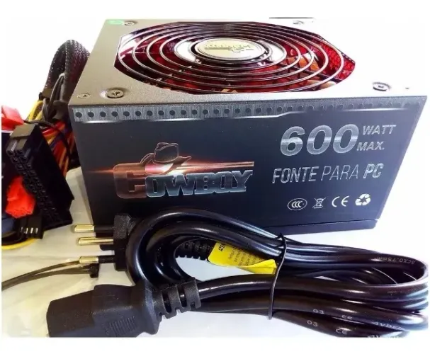 Fonte 600w + Cabo De Energia Para PC Gamer, entregamos