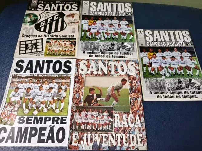 5 Revistas-posters do Santos F.C. - 5 publicações do Peixe em estado de banca!!!