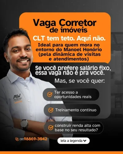 VAGA P/ CORRETOR DE IMÓVEIS MESMO S/ EXPERIÊNCIA