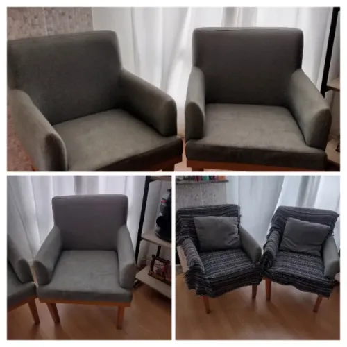 2 poltronas cinzas usadas