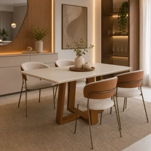 PROMO! Conjunto de jantar para 4 lugares acabamento impecável