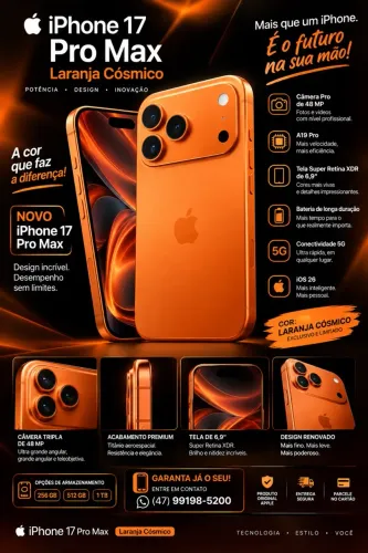 iPhone 17 Pro Max Laranja Cósmico -256 g