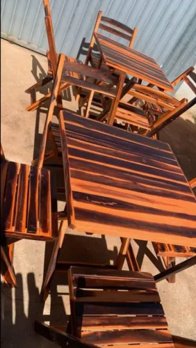 Conjunto mesa e cadeira dobrável para bar e restaurante 