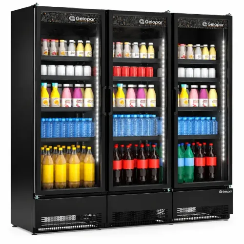 Expositor Vertical Gelopar GCVR-1450 PR 1468 Litros Porta de Vidro 220V