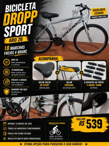 Bicicleta Dropp Sport Aro 26 | 18 Marchas | Excelente Estado + Acessórios