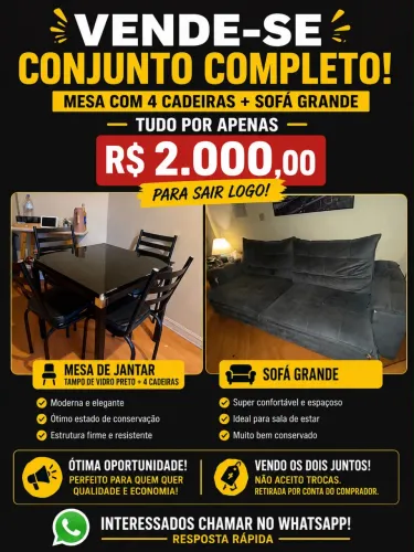 Mesa com 4 cadeiras + Sofá retrátil 2,70m