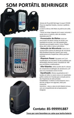 VENDO/TROCO SOM BERINGHER 300 W  RMS