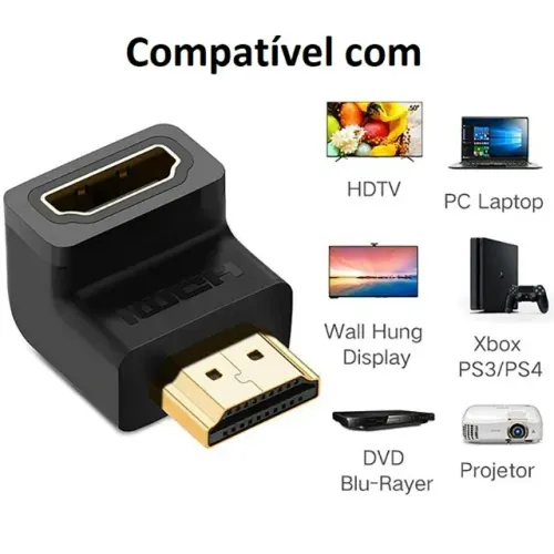 Adaptador HDMI 90° Macho x Femea