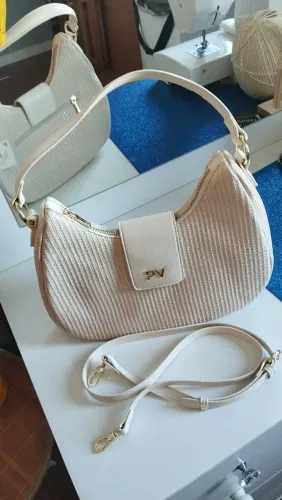 Bolsa Meia- Lua de ombro pavão de ouro