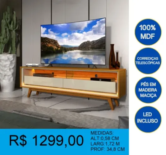 RACK 100% MDF COM LED - PARCELAMOS SEM JUROS