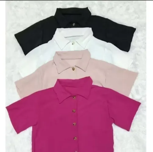 Camisa cropped branca. Tecido Duna - Tam P