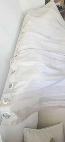 Cortina voal bege/fendi com forro microfibra
