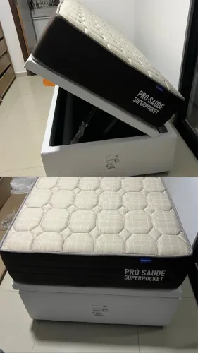 OPORTUNIDADE! Base baú em corino + colchão Ortobom 