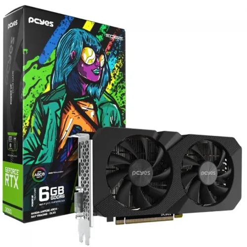 Placa de Vídeo PCYES RTX 3050 Projeto Edge, 6GB, Preta - (Nova)