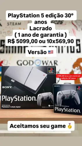 PS5 EDIÇÃO  30 ANOS LACRADO VERSÃO  AMERICANA 