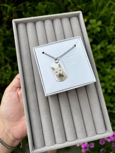 Colar masculino personalizado com foto realista a laser aço inox 60cm