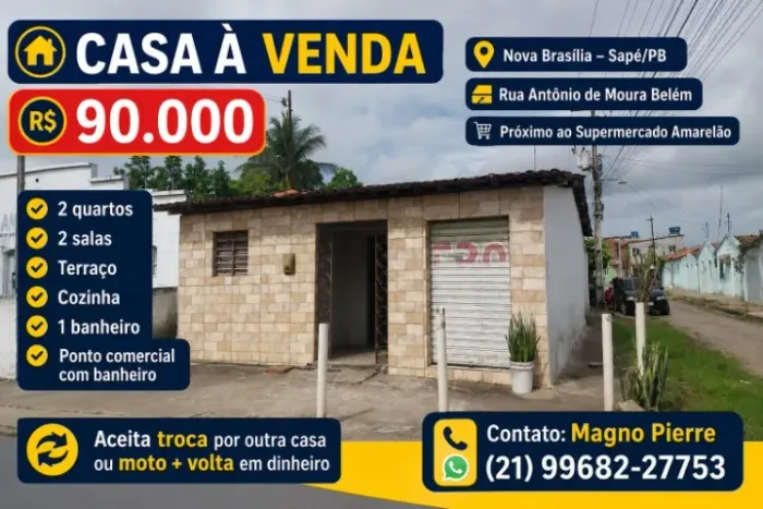 Casa de esquina com ponto comercial em Sapé
