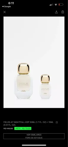 Perfume Zara FIELDS AT NIGHTFALL EDP 50ml + 15ml