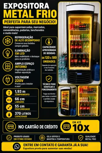 Expositora 370 litros metal frio