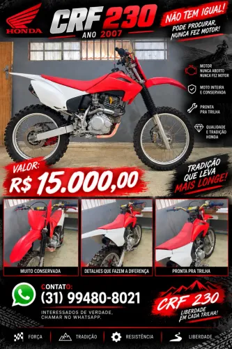 Honda CRF 230F 2007 - Impecável, Nunca Fez Motor