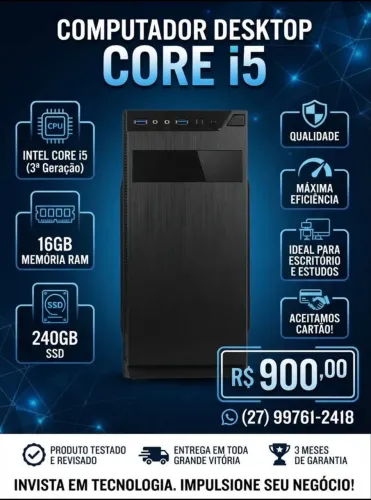 OLX: PC Desktop Core i5 (3ª Ger) / 16GB RAM / SSD 240GB - Rápido