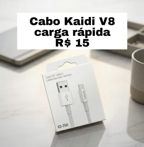 Cabo Kaidi V8 - Carregamento Rápido R$ 15
