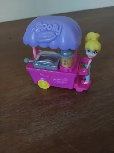 Carrinho de lanche Polly com boneca
