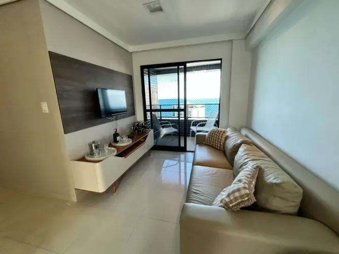 Lindo apto com vista para o mar, 2 qtos 1 ste mobiliado, 1 vaga.