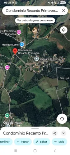 Terreno a venda 1.500m2 condomínio Recanto Primavera em Vargem SP