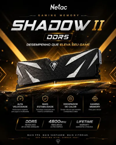 MEMÓRIA RAM DDR5 8GB NETAC SHADOW II