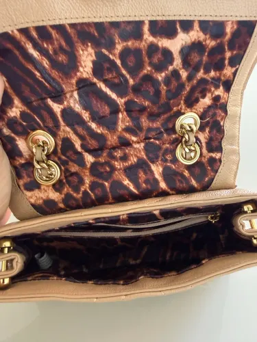 Bolsa Carmem Steffens bege 20cm largura