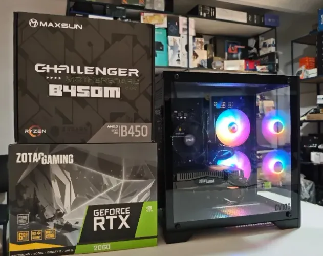 Pc gamer Ryzen 5 5500, RTX 2060 6GB, gabinete aquario, parcelo no cartão