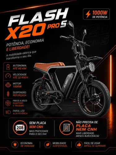 Bike Eletrica FLASH X20 PRO 1000w (ZERo KM- SOMOS LOJA )