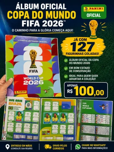 Álbum da Copa já com 127 figurinhas colada