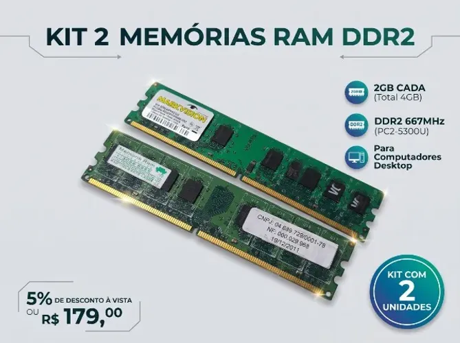 KIT 2 RAM DDR2-667-CL5 PC5300U 2GB