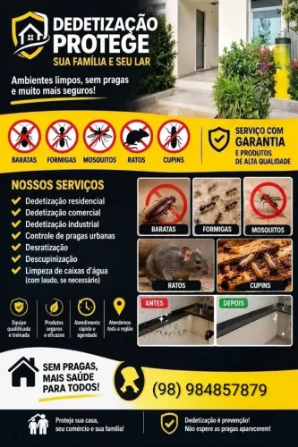 DETETIZACAO DE BARATAS, RATOS E CUPIM E OUTRAS PRAGAS..