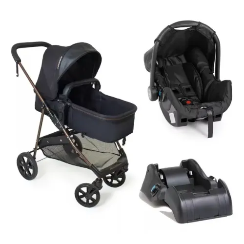 Carrinho Galzerano + bebê conforto e base para carro