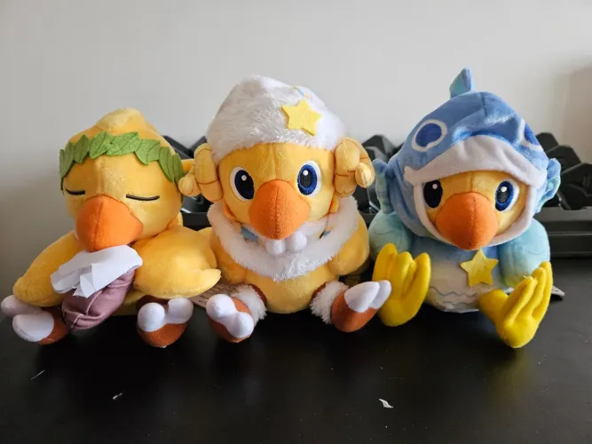 Final Fantasy pelúcia coleção Taito completa Chocobo Aquarius, Peixes e Aries