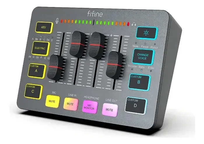 Mixer Fifine SC3 Ampligame USB, XLR, Jack - 2 saídas /3 entradas /USB-C / com 6 efeitos