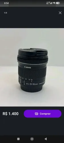 Lente Canon EF-S 10-18mm f/4.5-5.6 IS STM - Ultra Wide - Impecável!<br>R$ 900,00