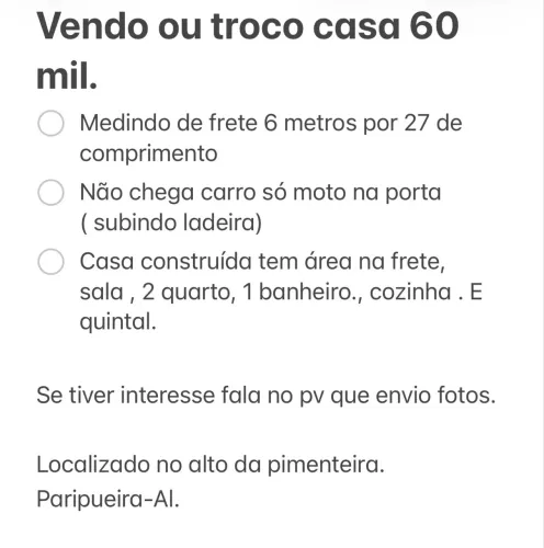 Vendo ou troco por chave
