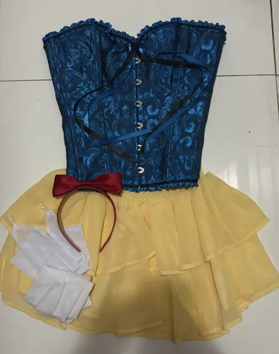 Fantasia Branca de Neve (CORSET, SAIA, LUVAS, MEIA E TIARA) 