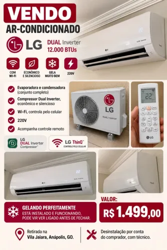 Ar-condicionado LG Dual Inverter 12.000 BTUs com Wi-Fi