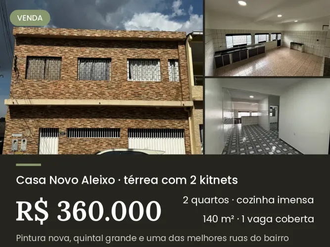 VENDO CASA - NOVO ALEIXO - 2 QUARTOS