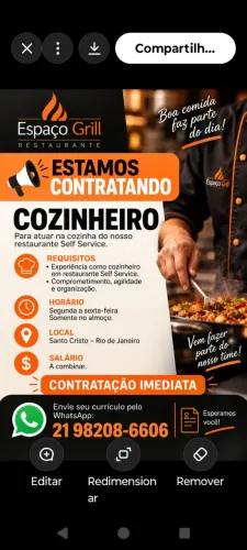 Cozinheiro com experiência em Self Service