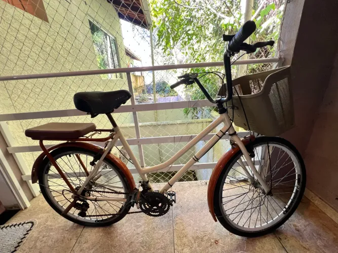 Bike de passeio com garupa e cestinha