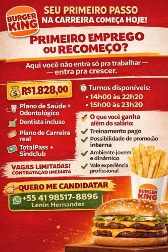 Atendente de Restaurante - Burger King