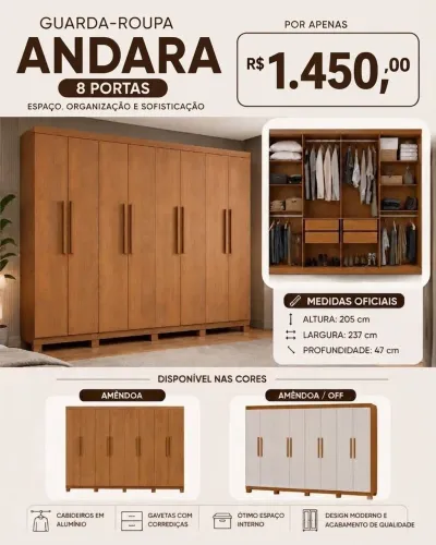 Guarda Roupas Novos! Entrega + montagem: apenas R$ 100,00 em qualquer modelo